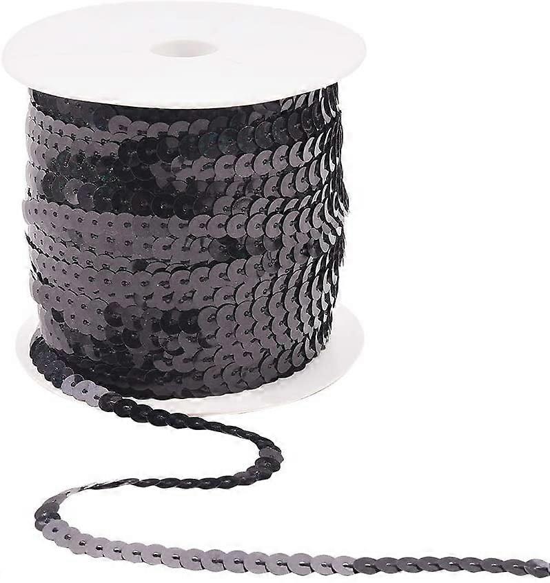 100 Yards Flat Spangle Paillette Sequin Trim, 6mm Wide Flat Sequin Strip Spool String Sewing Paillette String for Halloween Mermaid Dress Embellish He