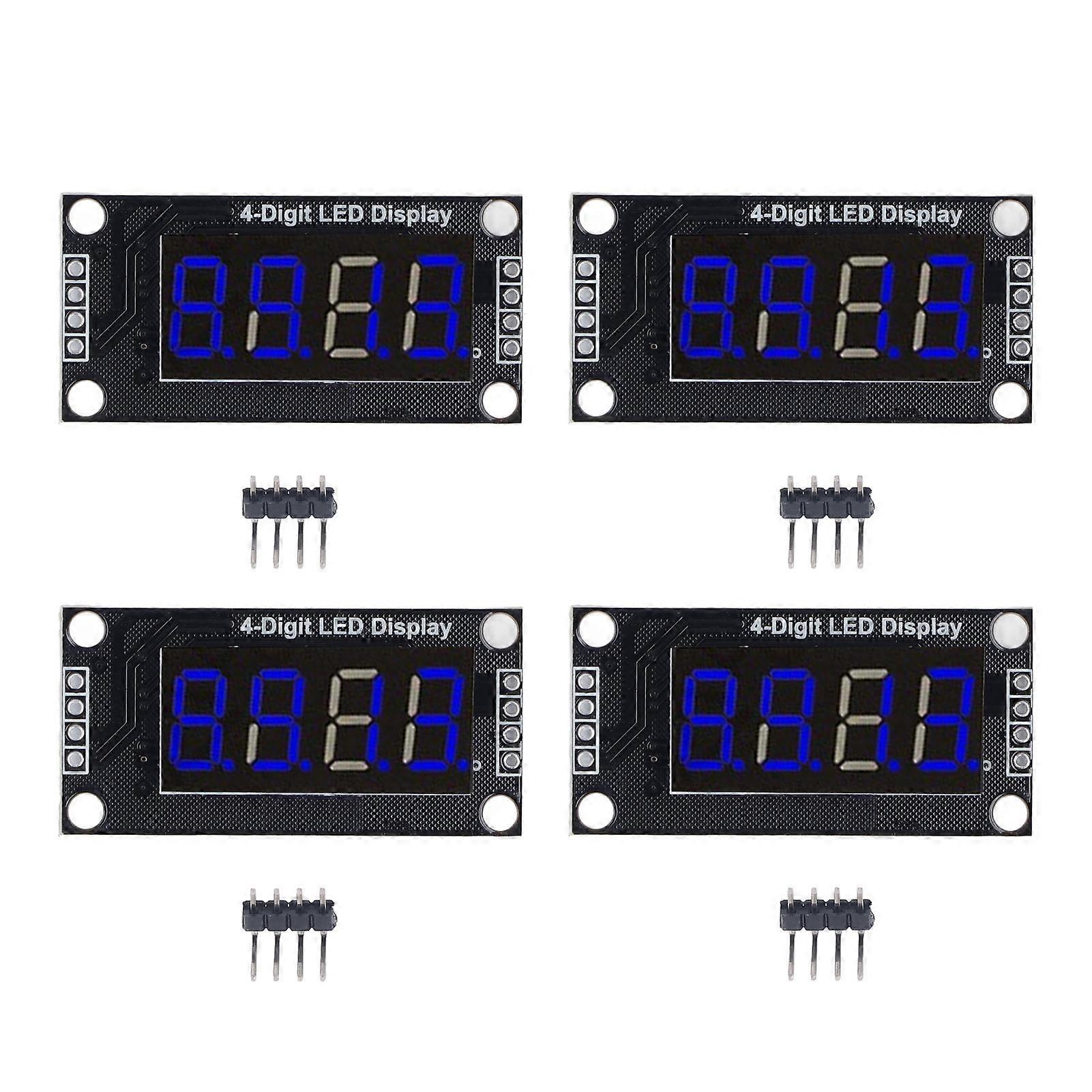 4 مجموعات وحدة عرض الأنبوب الرقمي LED 4 أرقام 7 قطعة 0.36 بوصة TM1637 رقاقة محرك الأزرق MRA110D