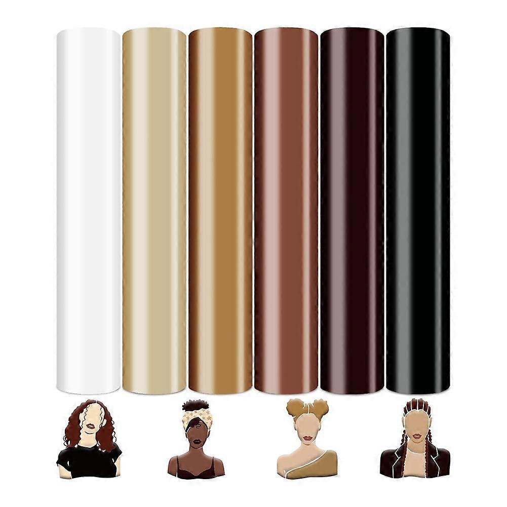 Skin Tone 3D Puff Vinyl Heat Transfer Cream Beige Brown Iron for DIY Fabric T-Shirts , 10 X 12inch, 6 Sheets