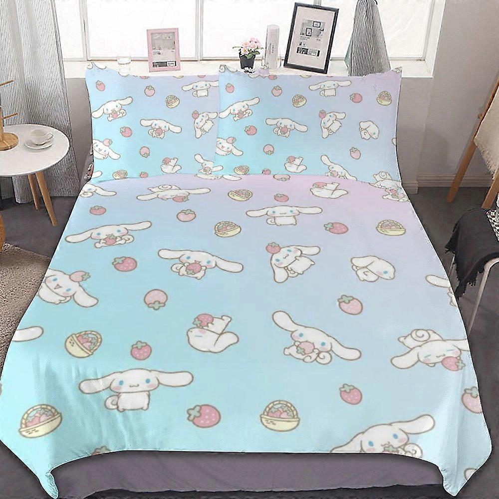 c88 Cinnamoroll Conjunto de capa de edredom Conjunto de cama de 3 peças Macio Quente e confortável Conjunto de cama macia com 1 capa de edredom e 2 fronhas para quarto durante toda a temporada
