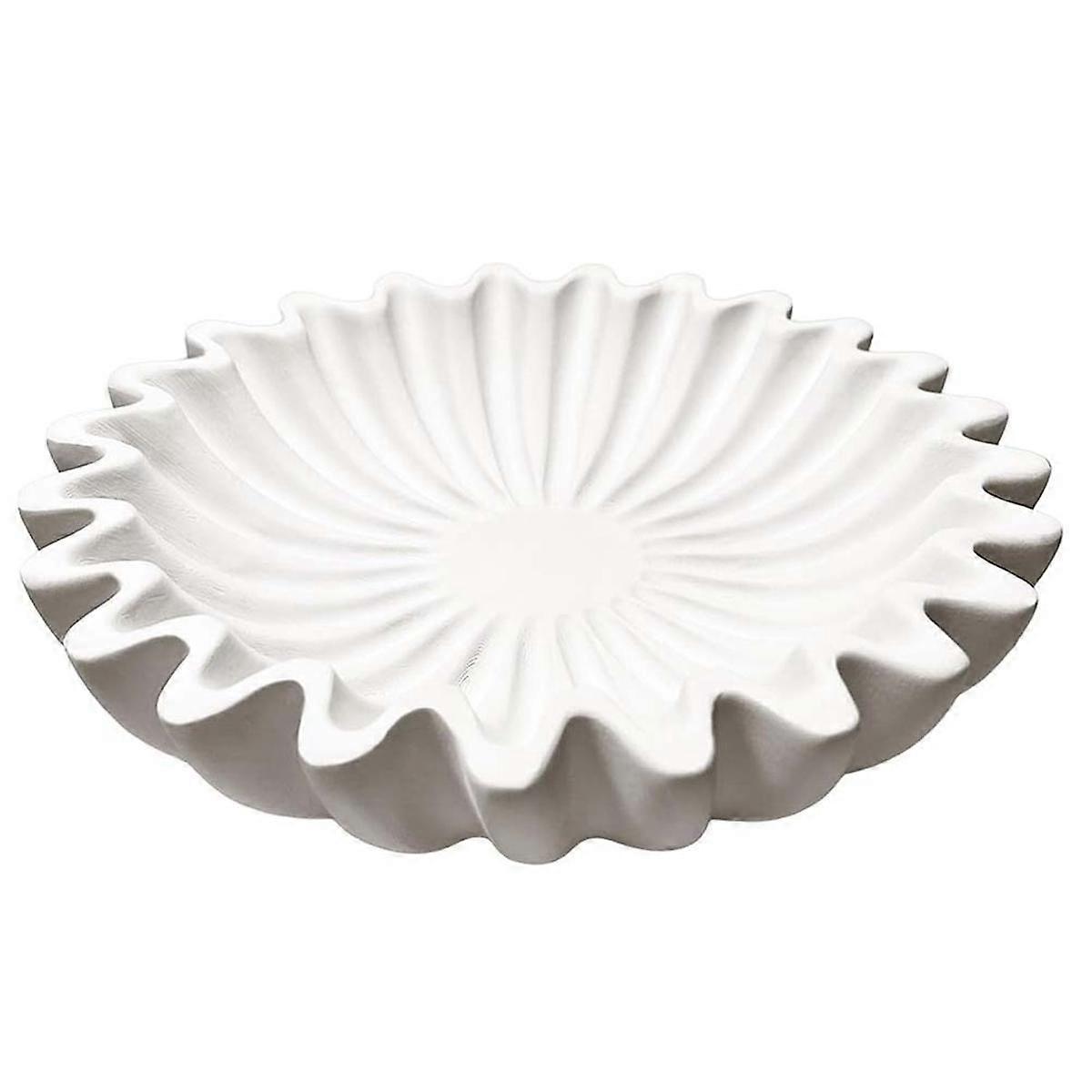 Fluted Ruffle Decorative Bowl Resin Scallop Fruit Bowl Key Bowl for Entryway Table Bowl for Coffee