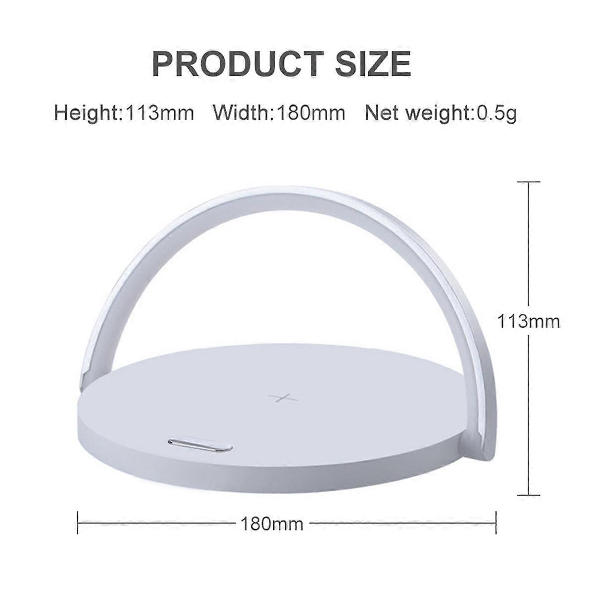 Round Touch Small Desk Lamp Multi-Function Wireless Charger Mobile Phone Holder Wood Grain Color