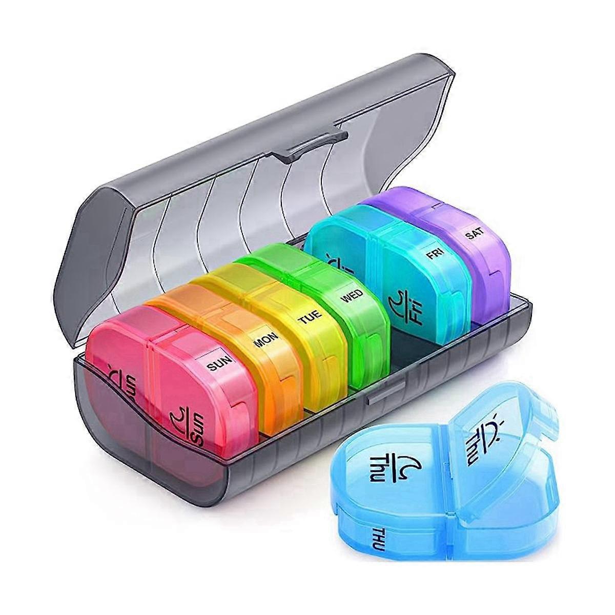 Weekly with 7 Detachable Pill Case to Hold Medicine, Medication, Vitamins and Fish Oils