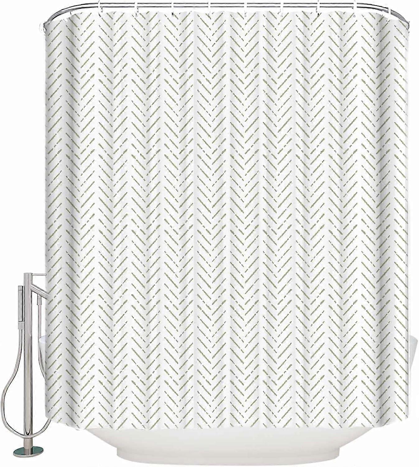 Sage Green Striped Shower Curtain Set with Hook 72" x 84",Washable Cloth Polyester Fabric Shower+Curtain,Waterproof Bath Curtains for Bathroom,Showers