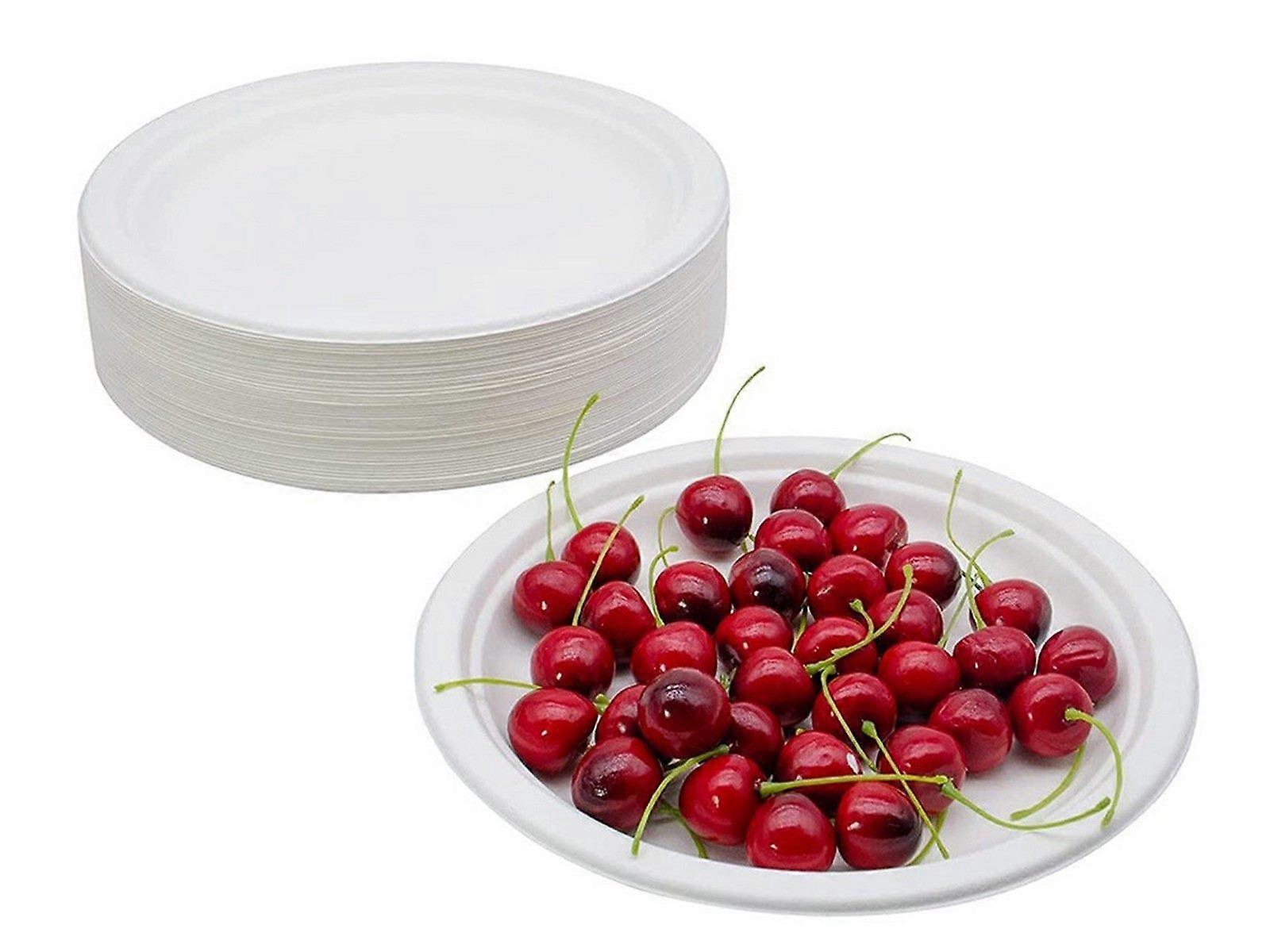 50Pcs 100% Compostable 6 Inch Disposable Plates Eco-Friendly Sugarcane Plates