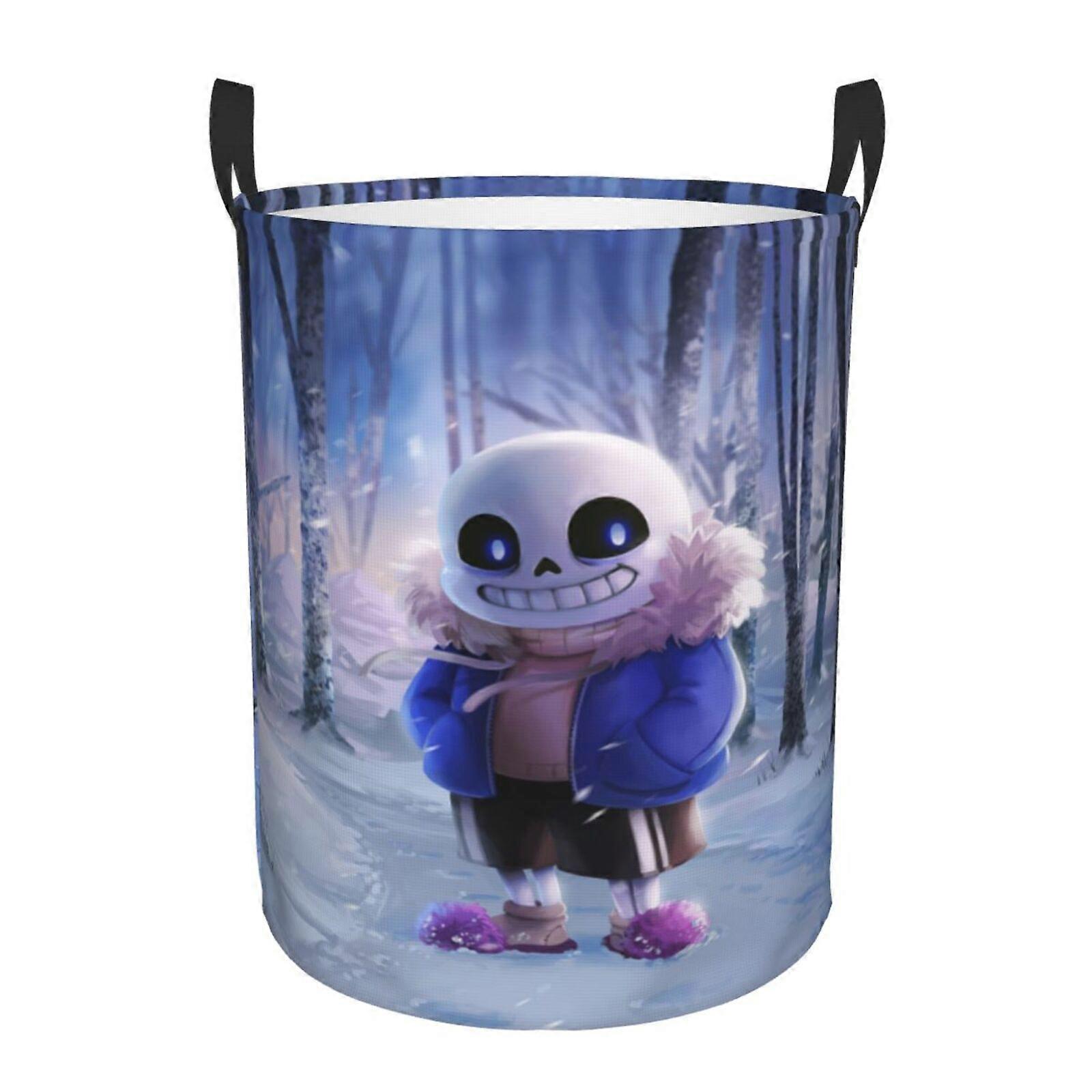 Undertale Sans 3d Graphic Flame Laundry Basket Fire Flame Clothes Hamper Storage With Handle-SYS28058