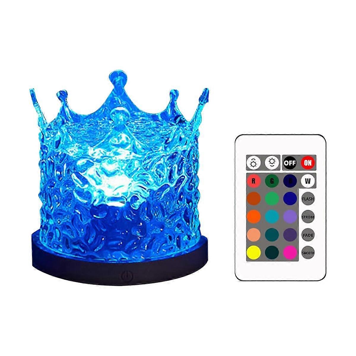 Nordlysprojektor Kronelys, 16 Farger Gradvis roterende flammevannslampe, nattlys vidd