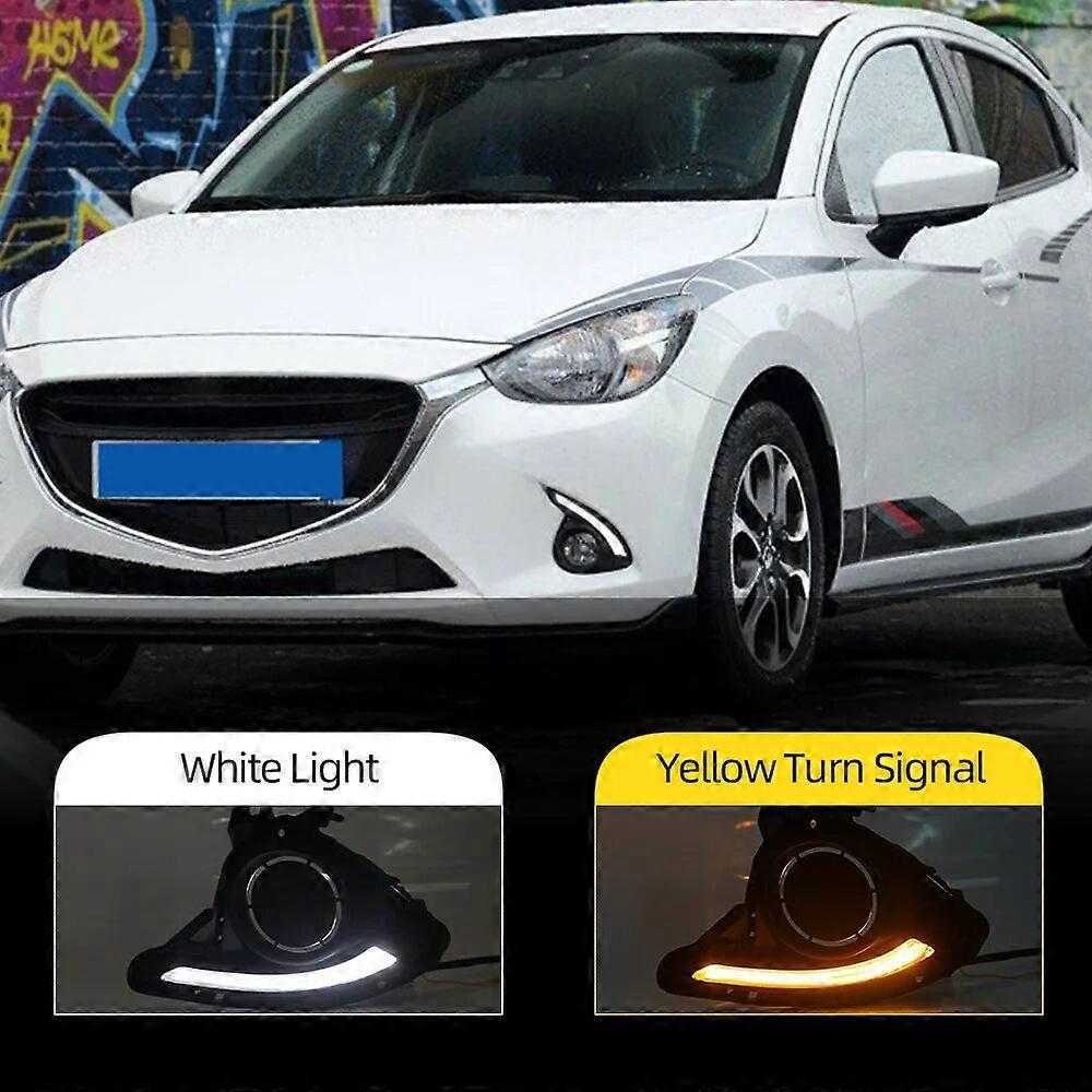 CSCSNL 1 Set Car LED Daytime Running Light For Mazda 2 Mazda2 Demio 2015 2016 2017 Fog light DRL Fog Lamp turn signal