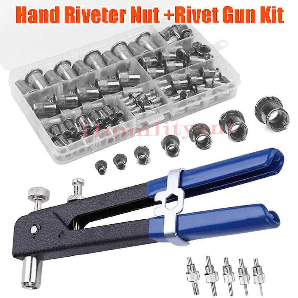 M3-M8 Aluminum Flat Head Thread Blind Rivet Nut Insert Nutsert with Rivet Nut Plier Tools
