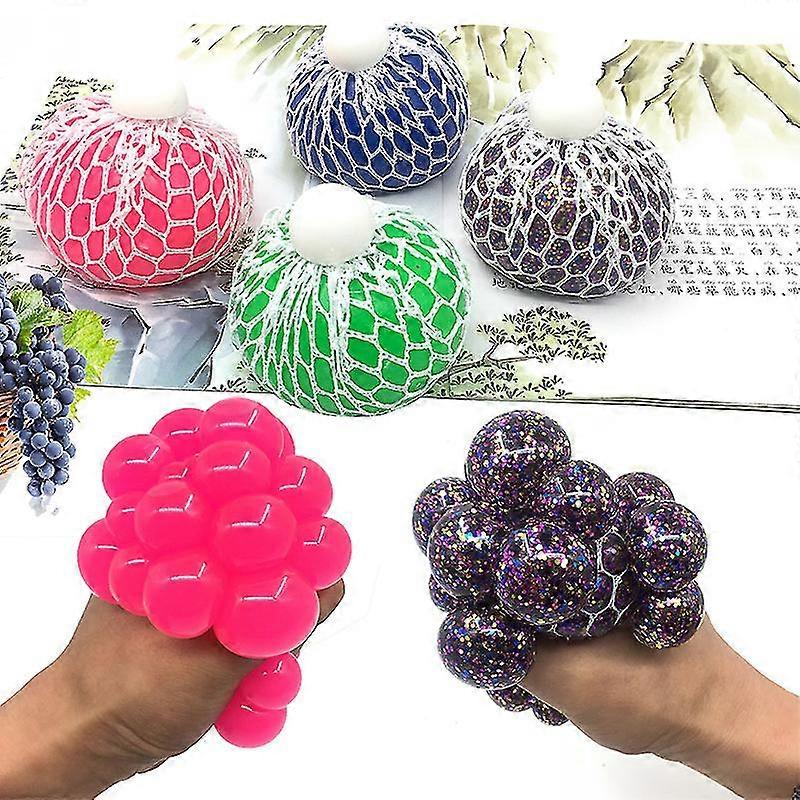 4pcs Randomly Mesh Squishy Balls Stress Relief Squeeze Grape Balls