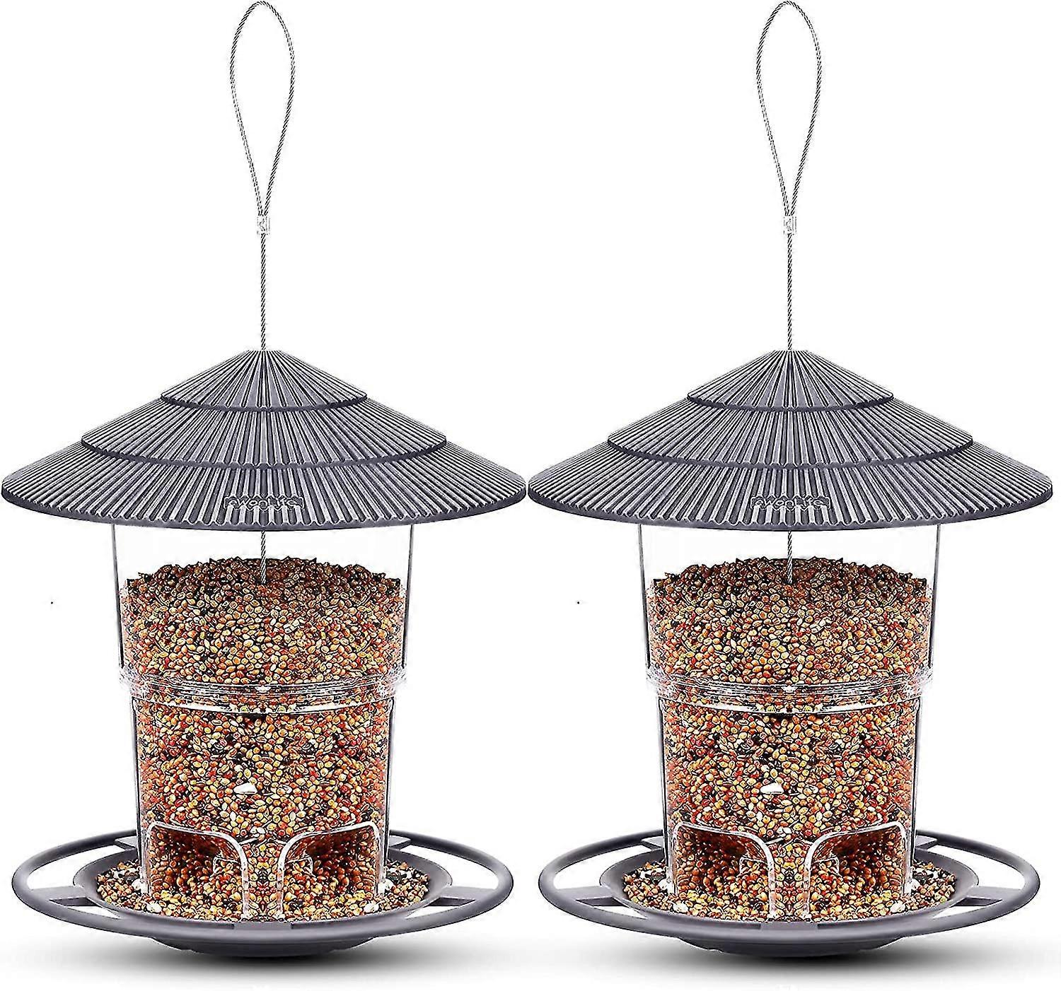 Hanging Bird Feeder Adjustable Automatic Hummingbird Feeder (grey) 2 Pieces