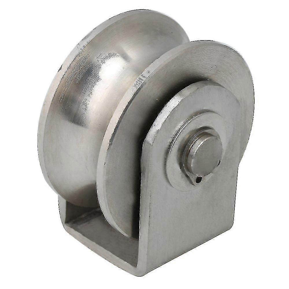Small Size U Type Rail Track Roller Stainless Steel Rail Fixed Pulley(1pcs,silver)