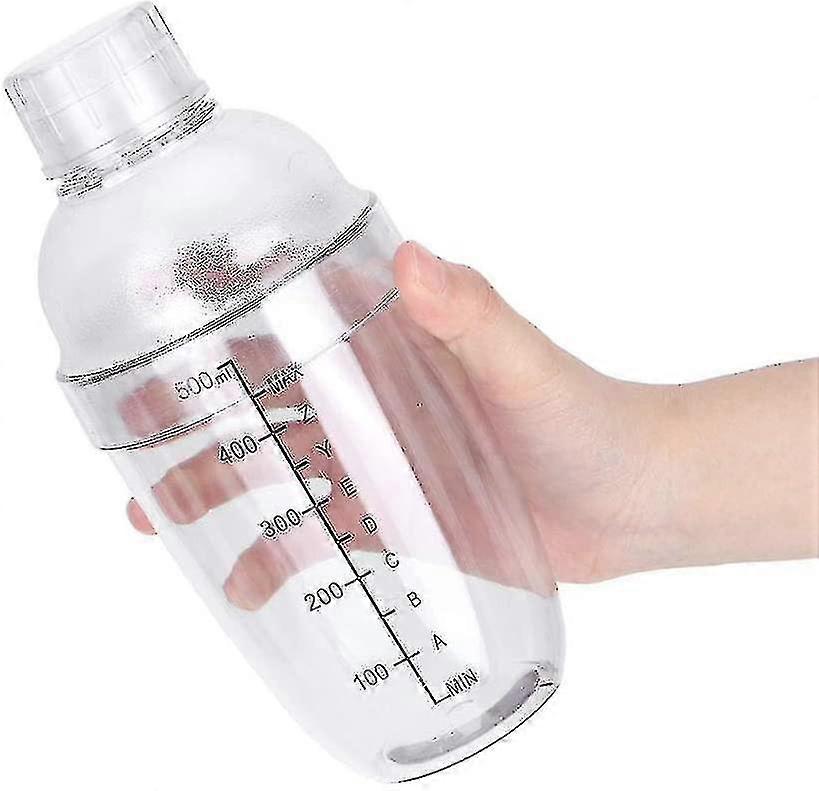 Cocktail Shaker, Plastic Transparent Beverage Shaker Removable Teapot Mixing Shaker With Gradation