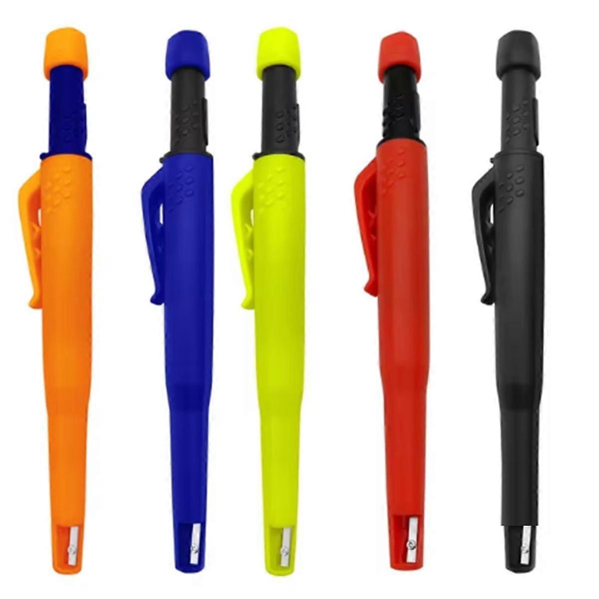 5PC Woodworking Construction Solid Carpenter Mechanical Pencil with Sharpener with Pen Cap Pencil O