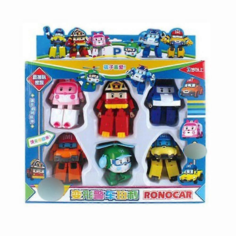 6 In 1 Korean Animation Cartoon Robocar Poli Transformation Robot Car Toys Set_lp high quality