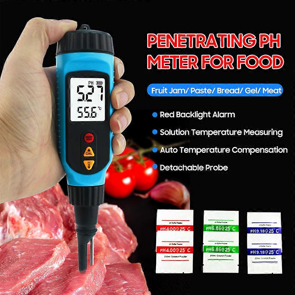 SMART SENSOR PH818M PH Meter 2 in 1 Food PH Tester Temperature Meter LCD Backlight Digital PH Measuring Probe