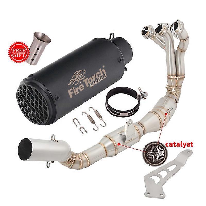 Full System Motorcycle Exhaust For Yamaha MT-09 MT09 FZ-09 2021 2022 2023 Front Link Pipe With Catalyst Carbon Muffler DB Killer