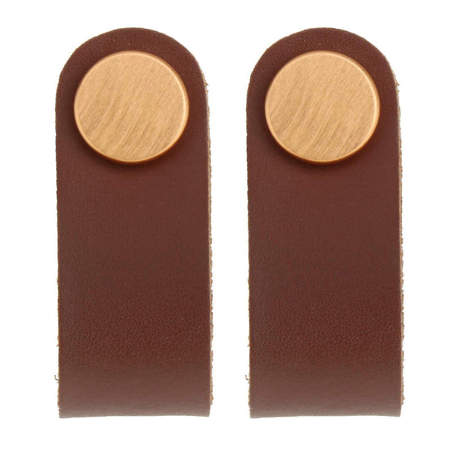 2x Leather Furniture Handle Pull With Screws Cabinet Door Knobs Hardware