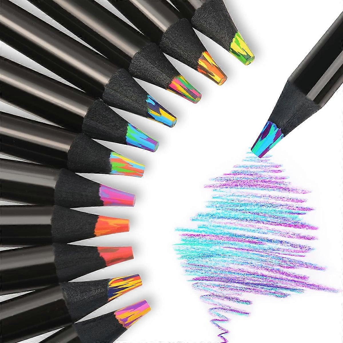 Rainbow Pencils Multiple Colors Colored Pencils Multicolor Pencil Pre-sharpened for Adult Coloring Sketching Art Drawing