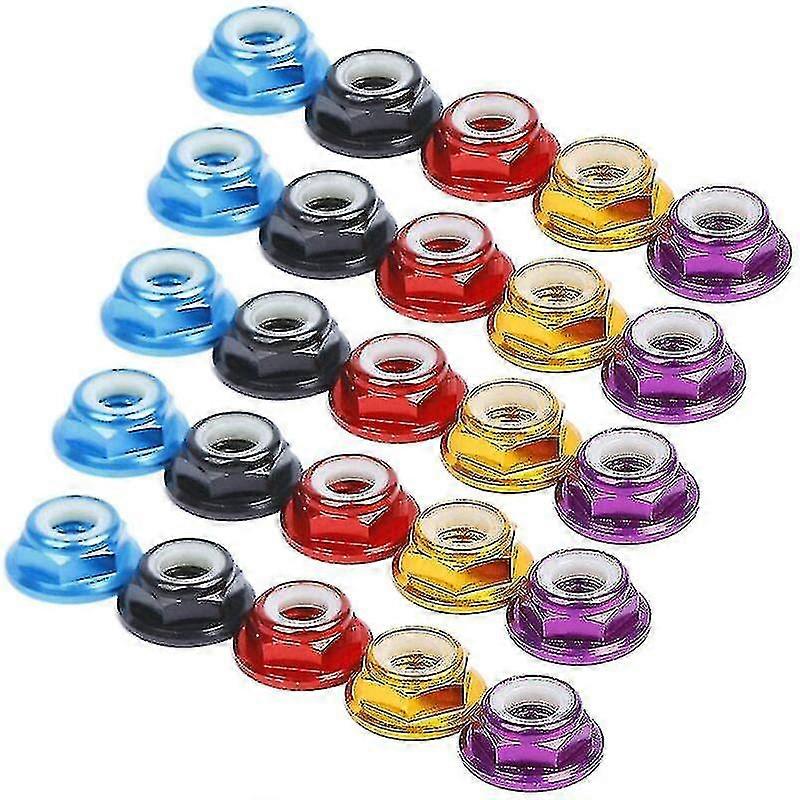 25pcs Selbstsichernde Sechskantmutter Nylon-Einsatzmutter M5, Selbstsichernde Sechskantmuttern, M5-Mutter CNC-Aluminium-Flansch-Nylon-Kontermutter