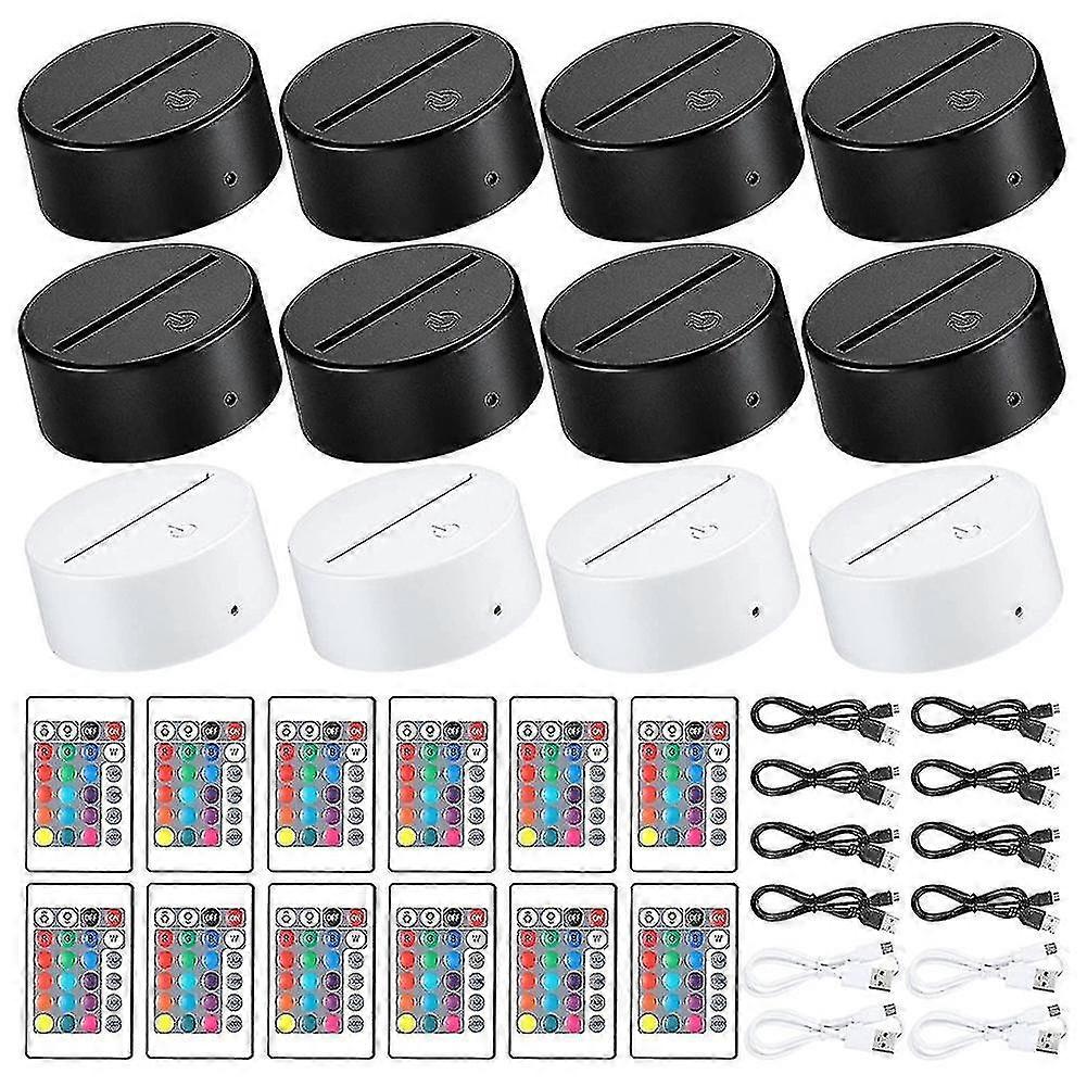 12 Pack 3d Night Led Light Lamp Base 16 Colors Led Light Display Base With Remote Control For Acryl
