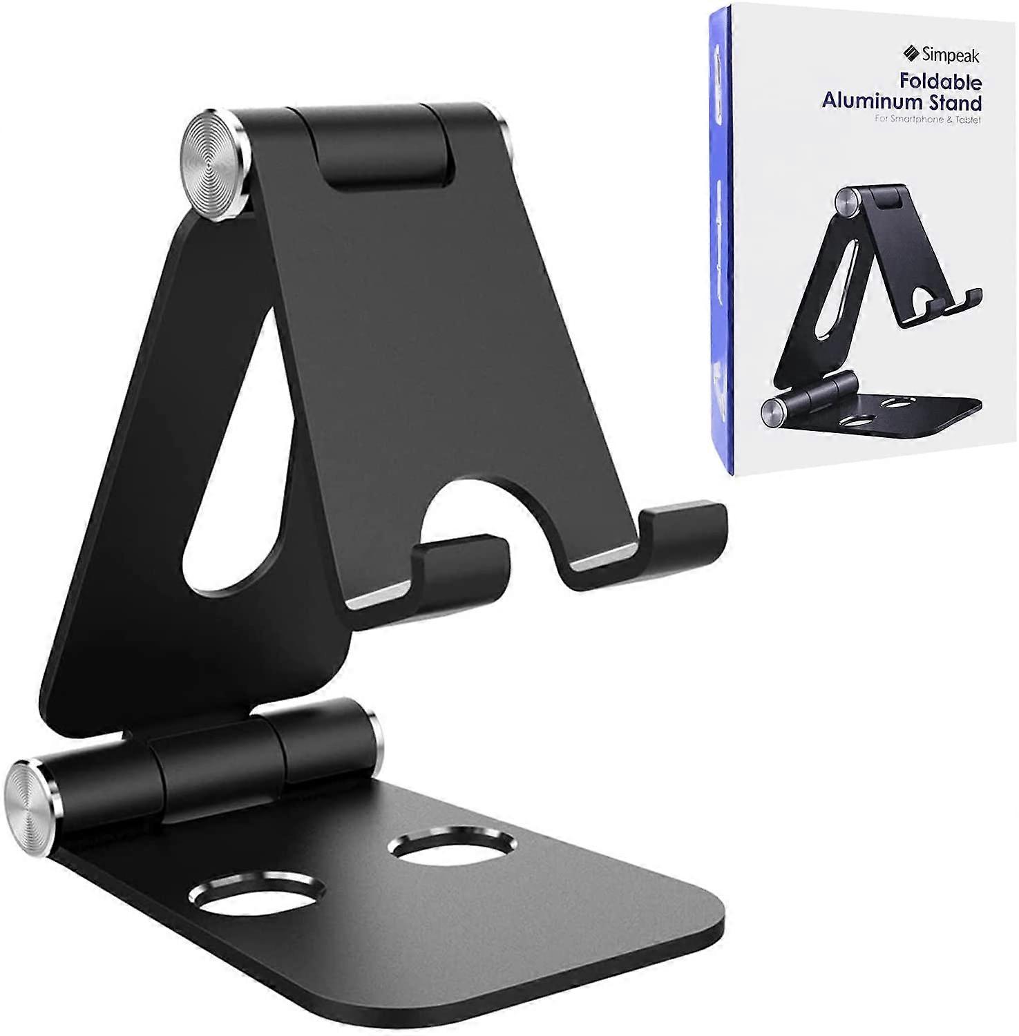 Mobile Phone Stand Adjustable Foldable Aluminium Tablet Stand Black