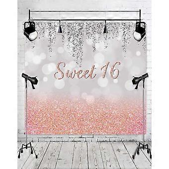 Fondale Fotografico 183x109 Cm "21st Birthday" Rosa Glitter – Tessuto In Poliestere Con Stampa Di Palloncini E Champagne, Per Decorazioni Feste Compleanno Ragazze, Banner Riutilizzabile.