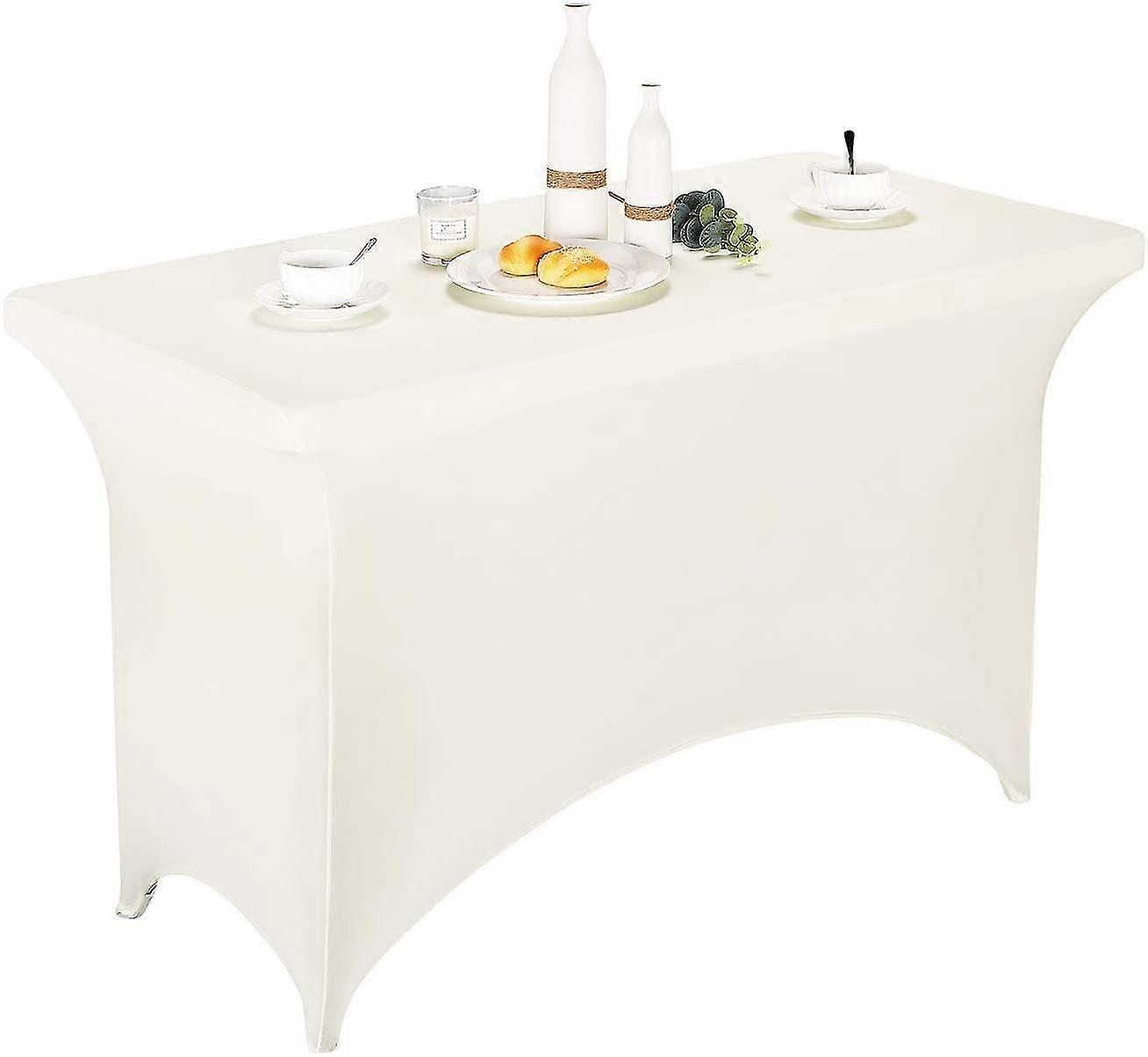Off White Spandex Fit Elastic Table Cover