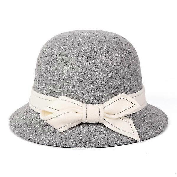Elegant Bow Solid Gray Sombrero Hat Vintage