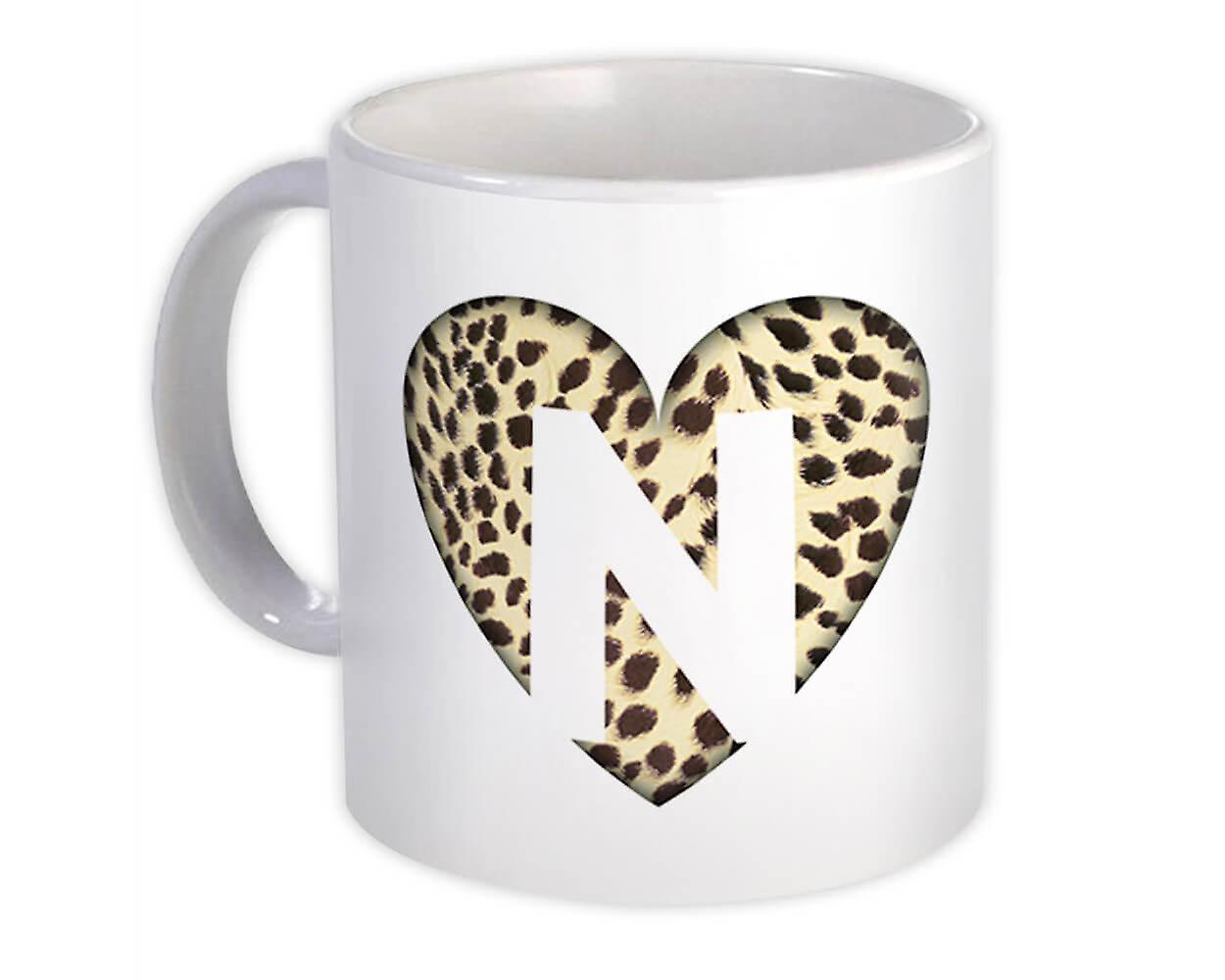 Gift Mug: Monogram Letter N Cheetah