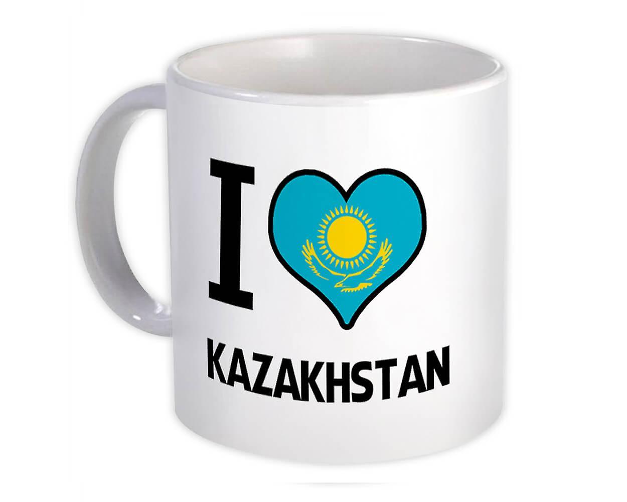 Presentmugg: Jag älskar Kazakstan Flagga