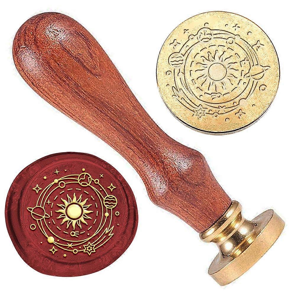 Universe Wax Seal Stamp Embossed Stamp Sealing Removable 1" Brass Wax Seal Stamp Head with Wooden Handle Easter Invitations Envelopes Gift Packing Dec