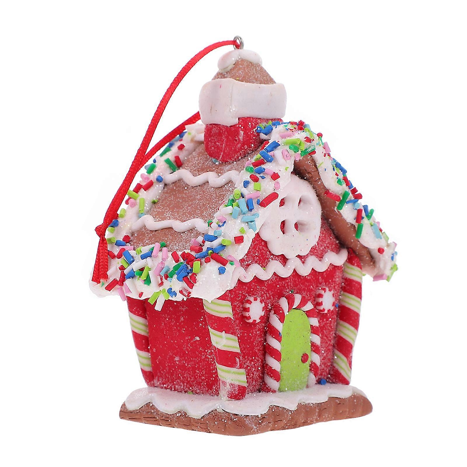 1pc House Shape Hanging Adornment Xmas Tree Resin Pendant Hanging Ornament