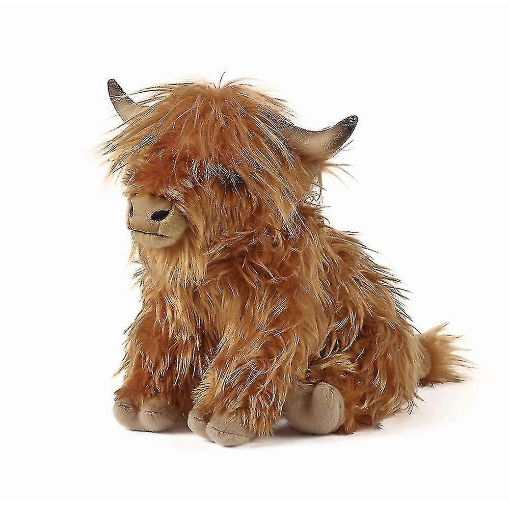 Söt simulerad Highland Cow Plush Toy - Mjuk gosedjurspresent för pojkar och flickor