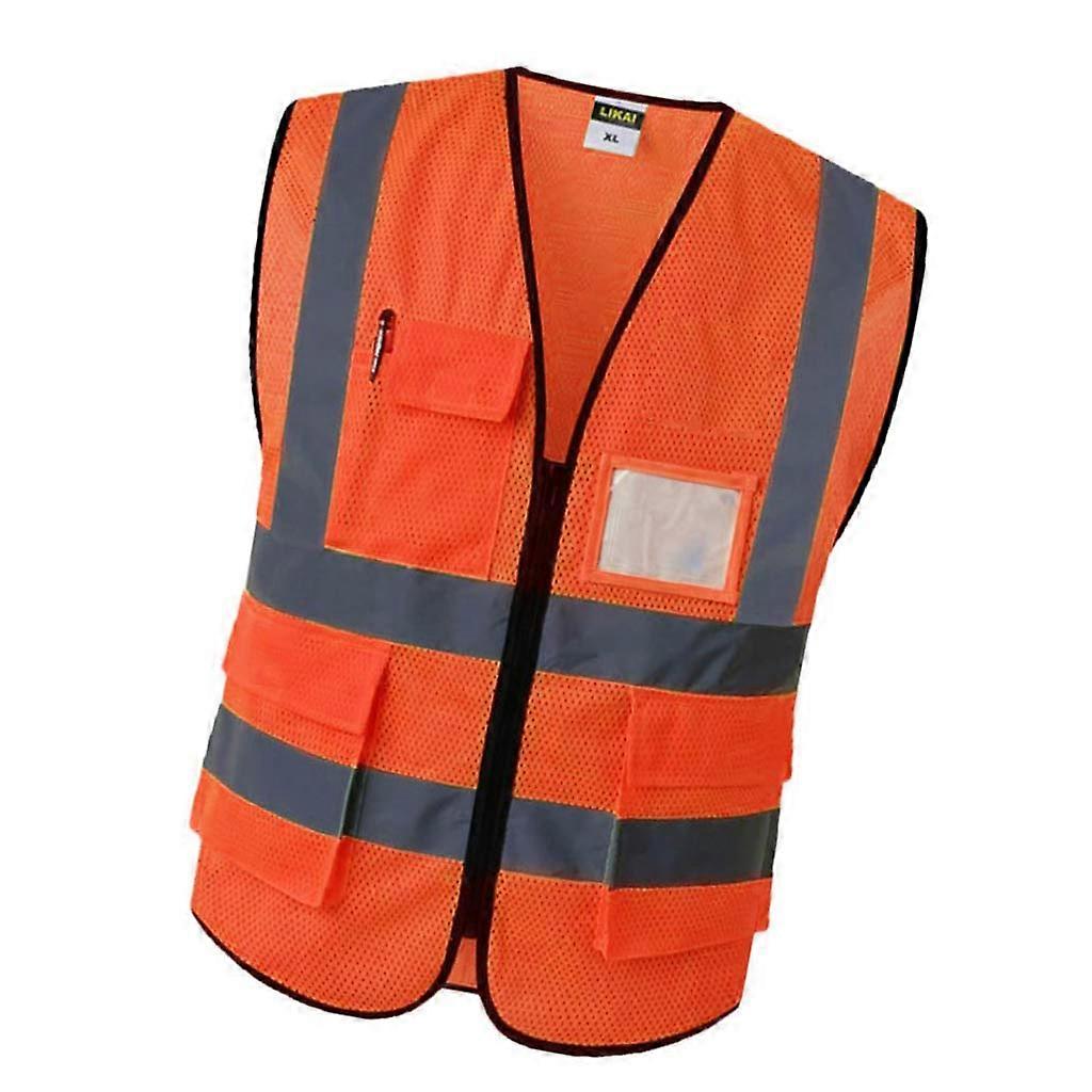 Multi-pocket Reflective Safety Vest Bright Color Traffic Vest Railway Coal Miners Uniform Breathable Reflective Vestreflective j