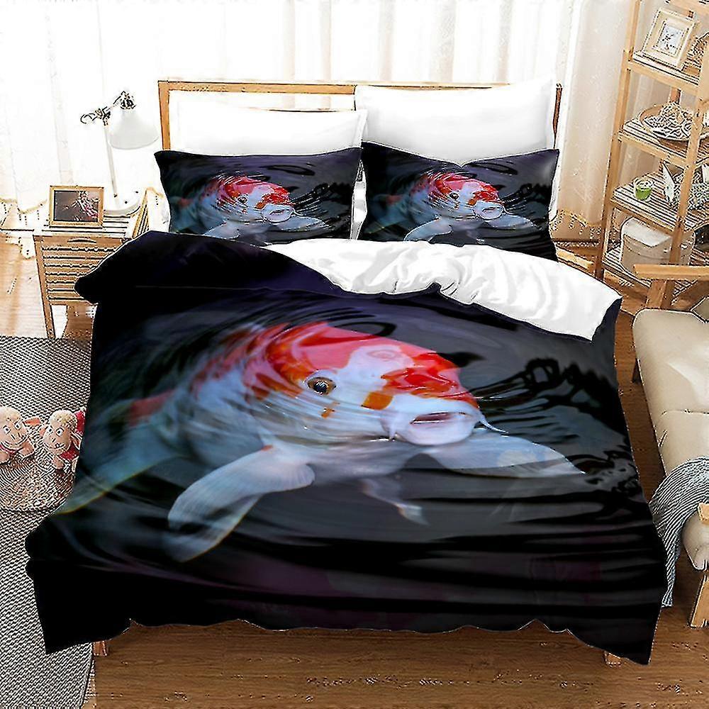 Kd2 2/3pcs Roupa de cama Set 3d impresso Koi carp peixe edredom capa colcha capa travesseira single duplo TA