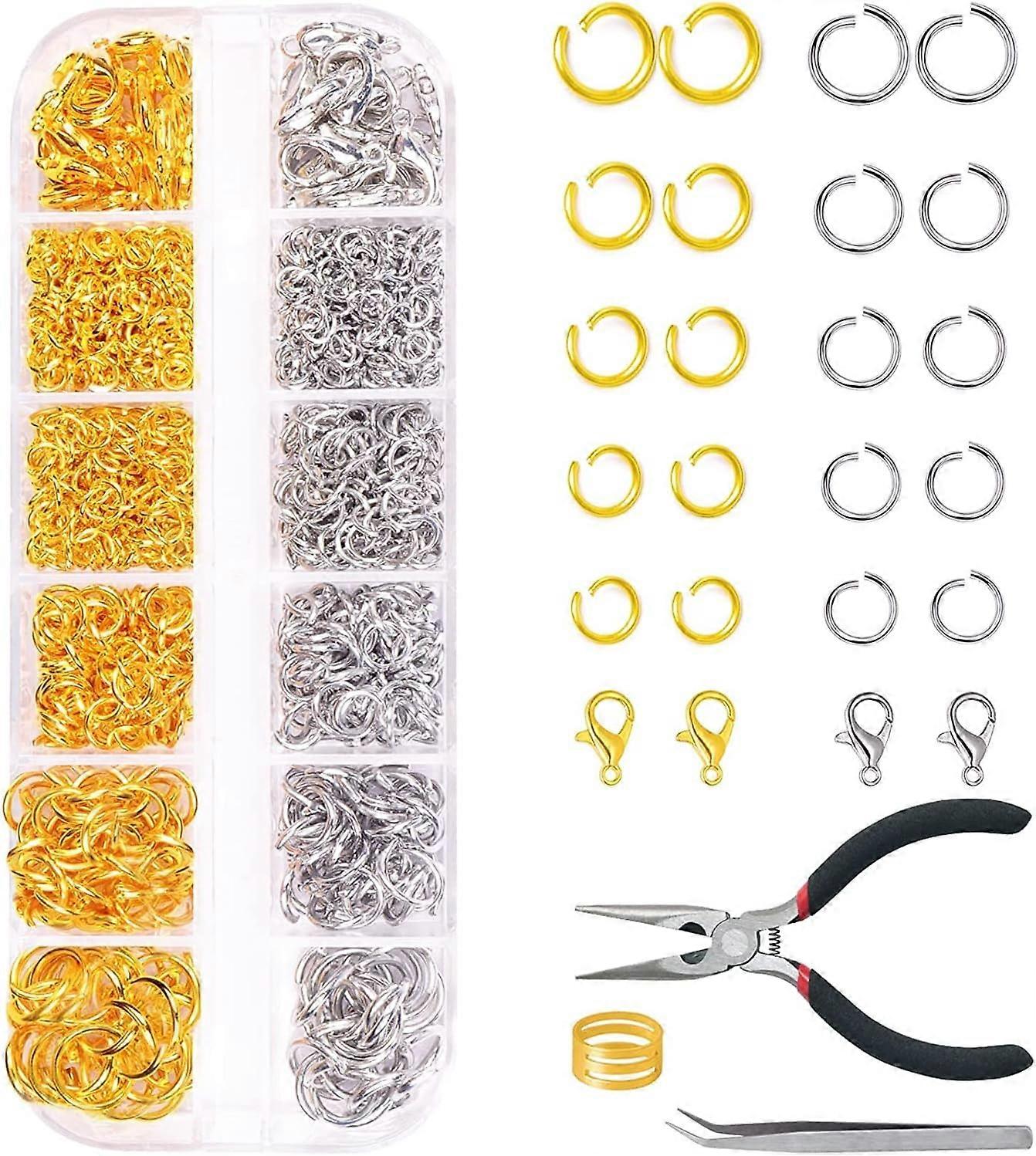 1200pcs Open Jump Rings and Lobster Clasps with Jump Ring Pliers for Jewelry Making kit,Jewelry Findings Kit