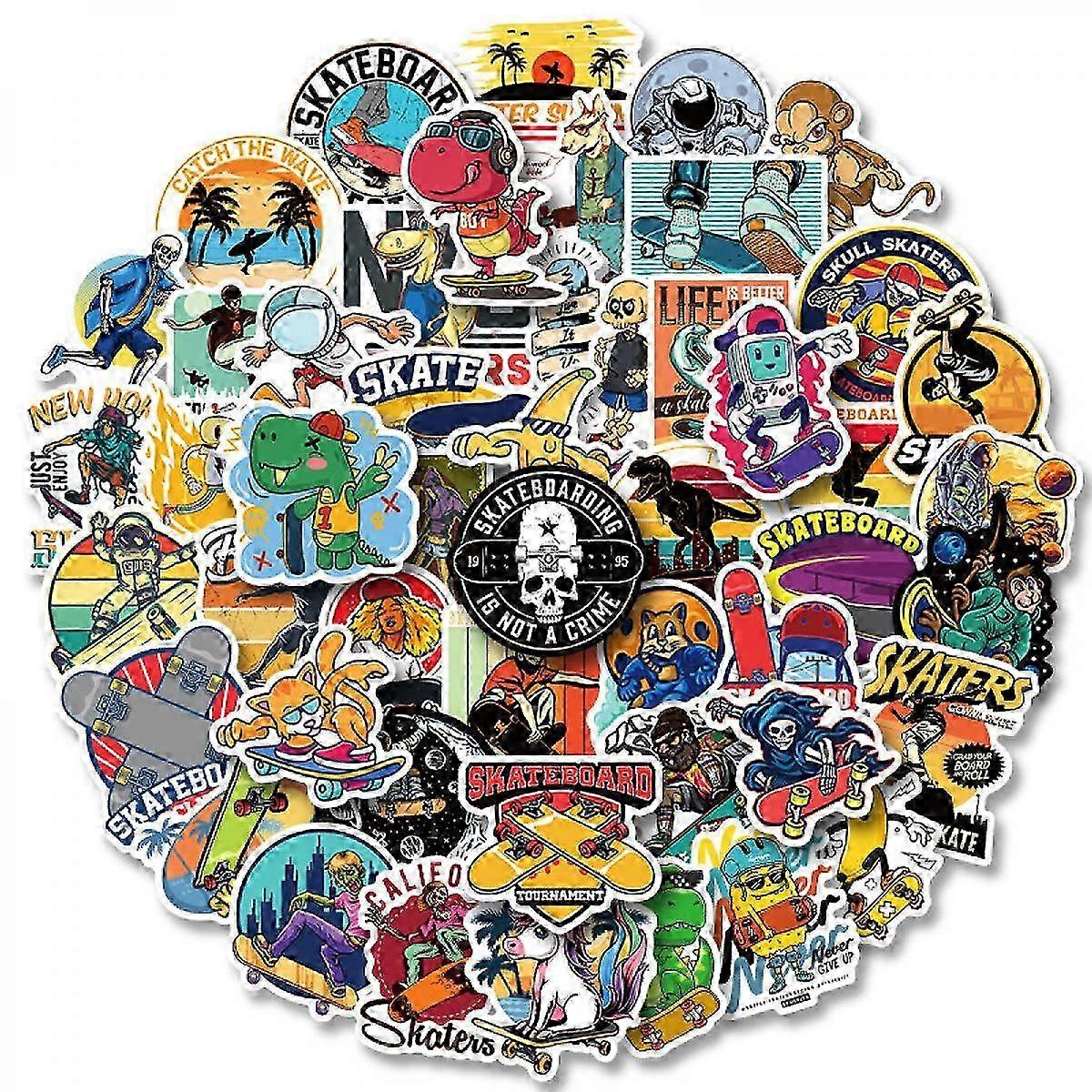 Cool Skateboard Stickers, Set of 50, Waterproof and UV Resistant, Great for All Your Gadgets