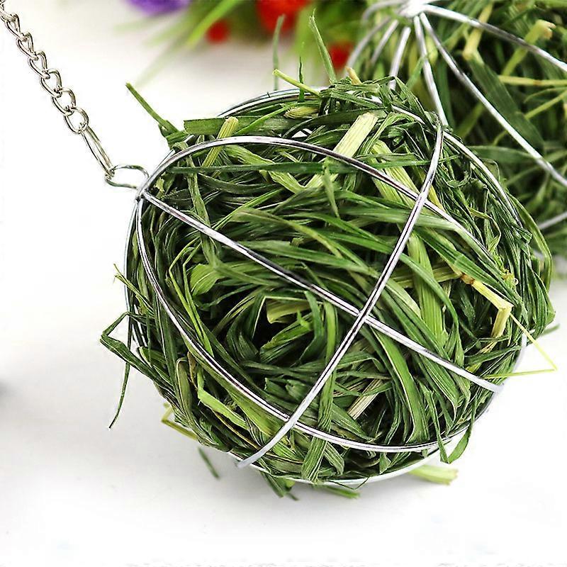 2Pcs Pet Grass Hay Ball Stainless Steel Rabbit Hanging Ball Dispenser Pet Grass Frame for Small Animals Hamster Chinchilla Pigs Turkey