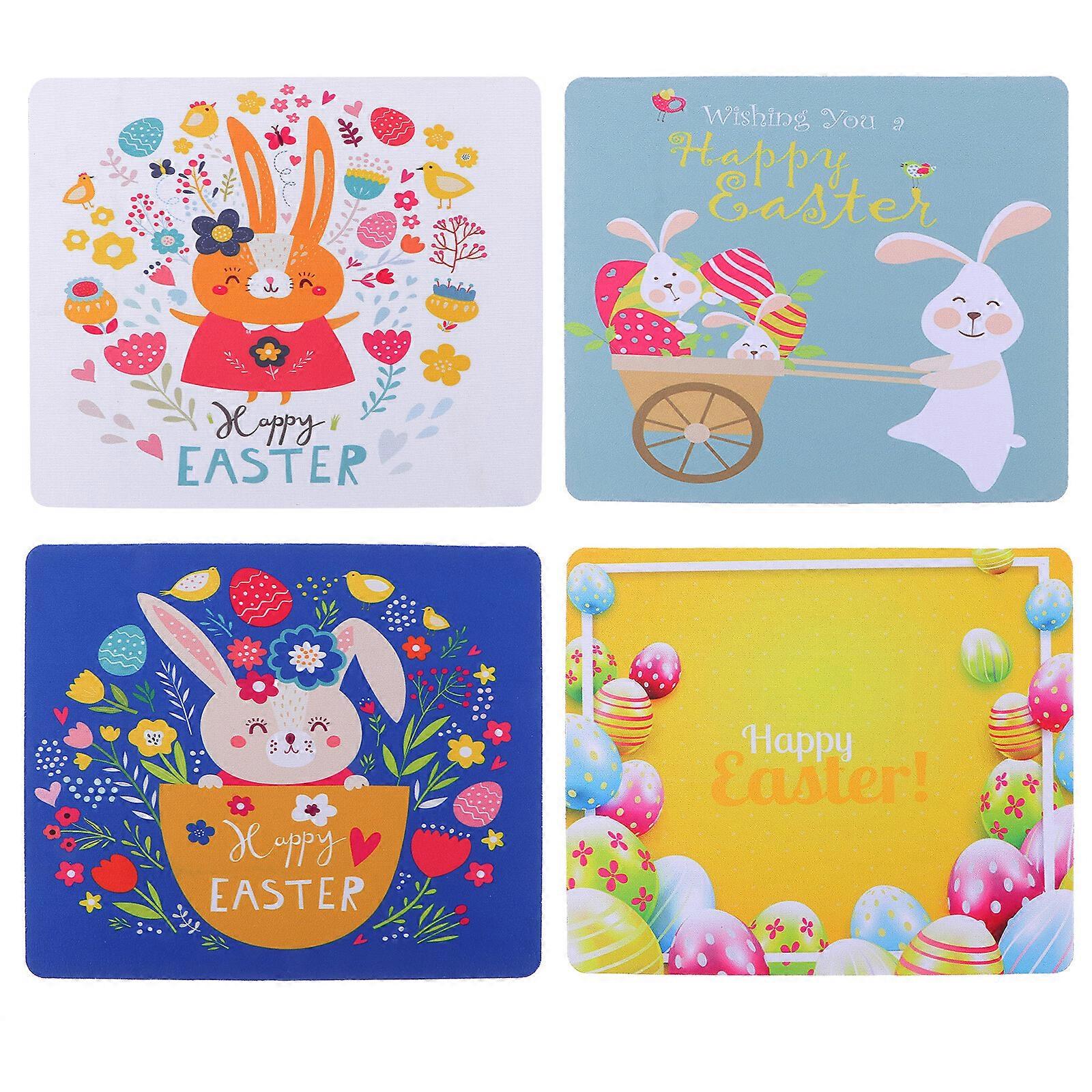 4pcs Easter Pattern Mouse Pad Bunny Mouse Mat Nonslip Rubber Base Mouse Pad