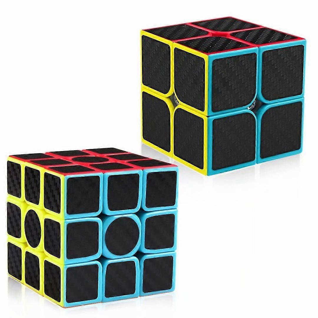 Fibre de carbone 2x2 3x3 Speed Cube Bundle, Magic Cube Puzzle Toys Kids