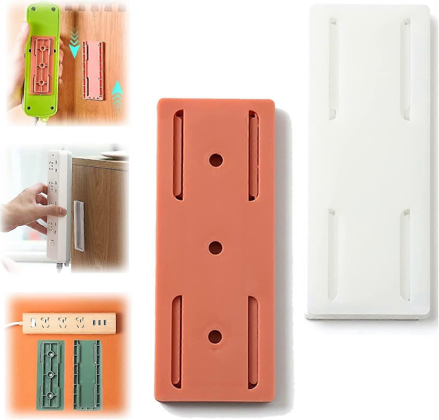 2pcs Self-adhesive Desktop Socket Fixer, Wall Hanging Power Strip Holder, Punch Free Socket Fixer Bracket Stand