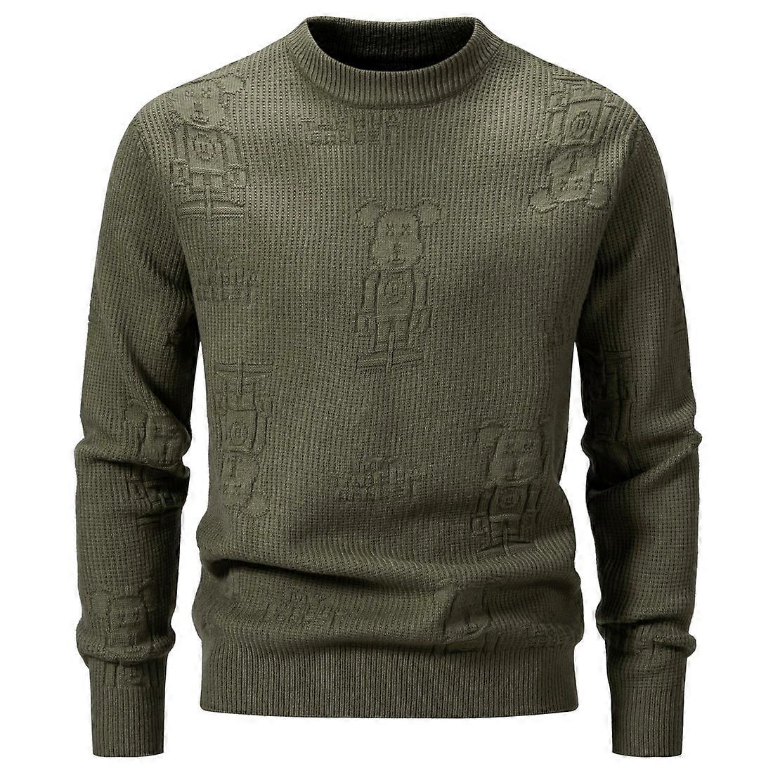 Herren Strickpullover mit Rundhalsausschnitt Slim Fit Leichter lässiger Strickpullover mit Zopfmuster