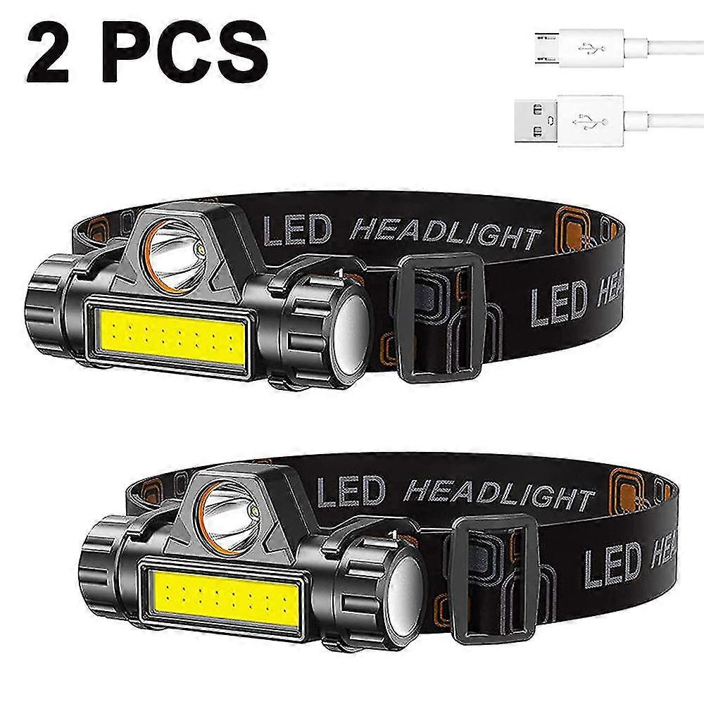 Rechargeable Headlamp , Super Bright & Lightweight Led Headlamp, Adjustable Beam, Angle & Strap Head Lamp,2 Pcs
