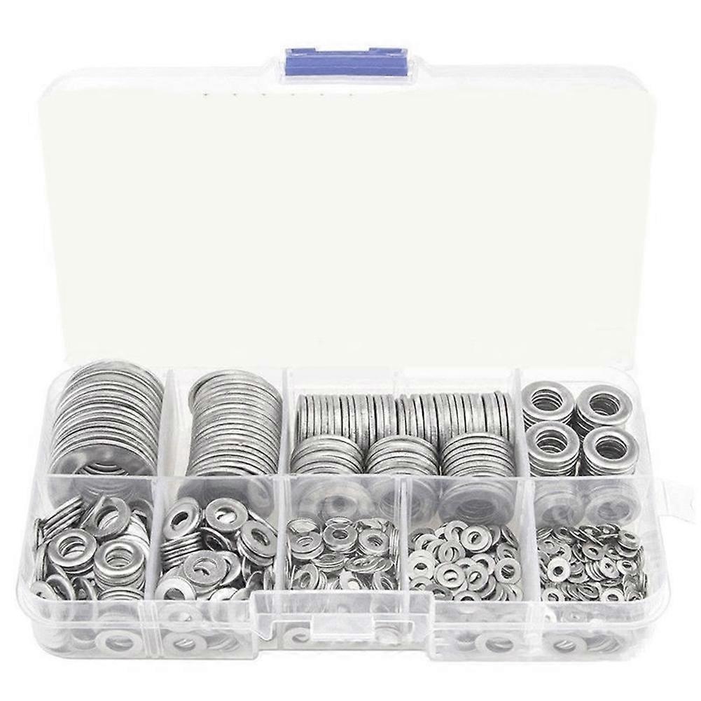 580Pcs Stainless Steel M2 M2.5 M3 M4 M5 M6 M8 M10 M12 Flat Washers Kit with Box QinHai