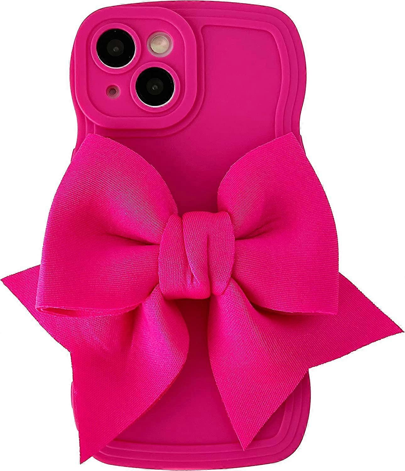 Bonito Bow Knot Curly Wave Frame Soft Compatível com iPhone Case (Azul, iPhone 13)