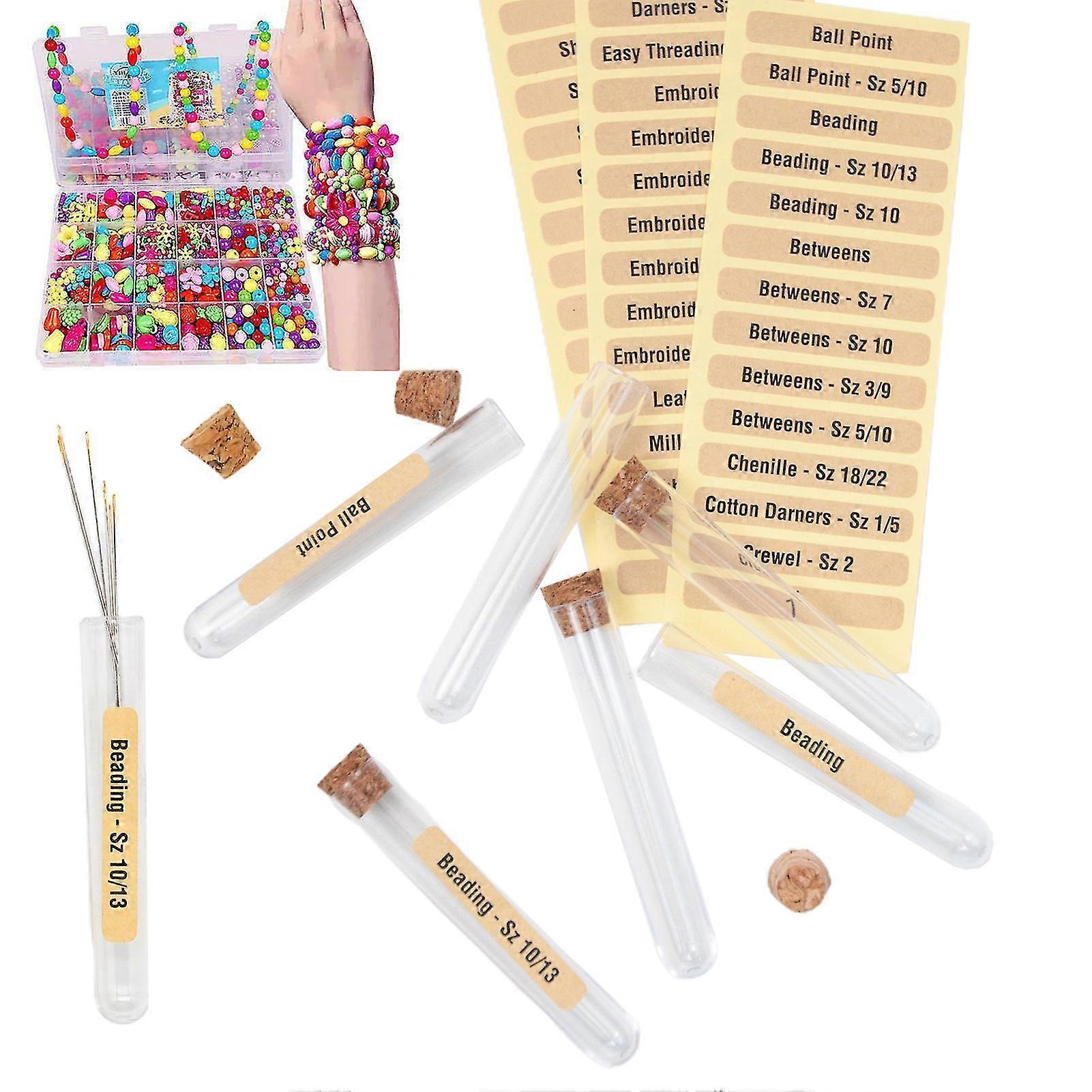 واضح إبرة أنابيب التخزين حامل التطريز مع تصنيف ملصق ملصق للتجارب العلمية لوازم الحزب