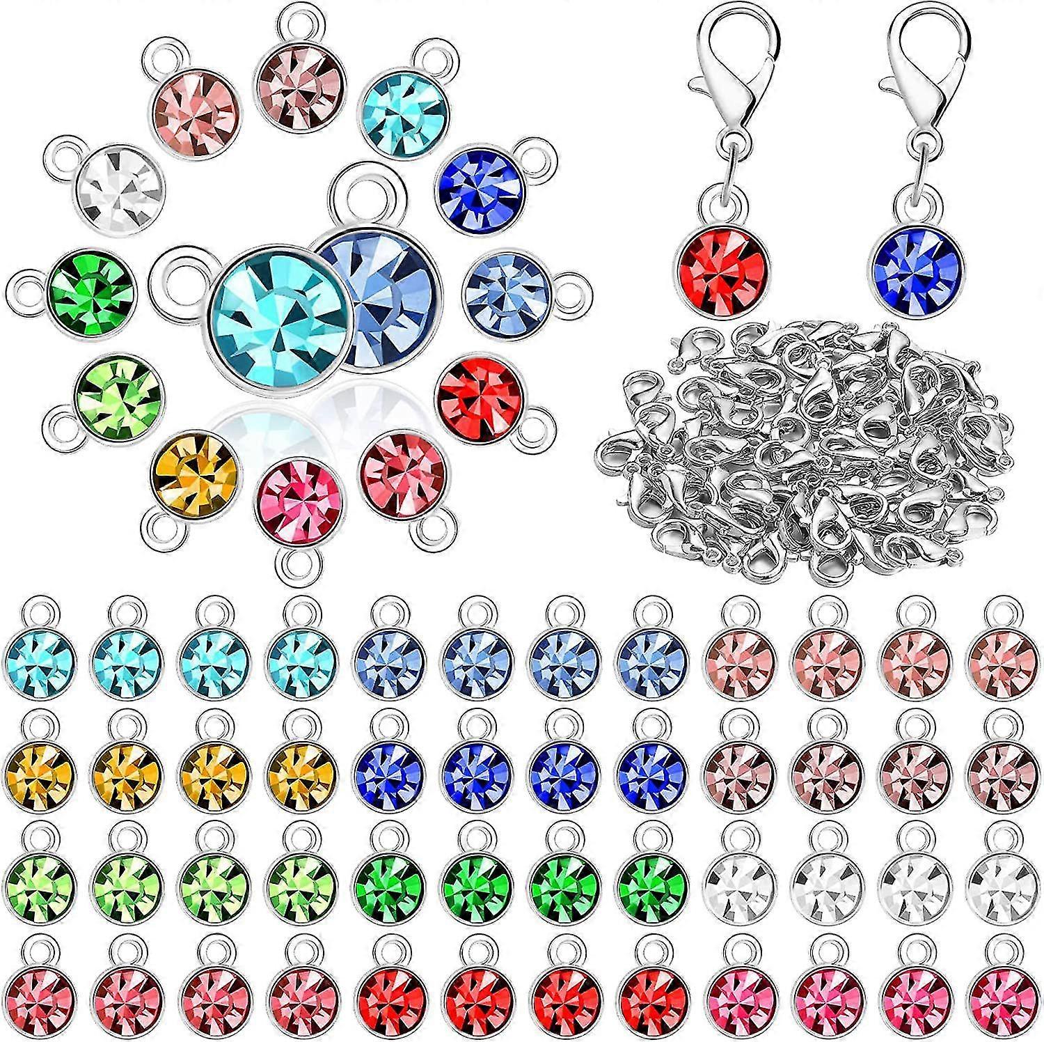180pcs Birthstone Charm Beads And Lobster Claw Clasps