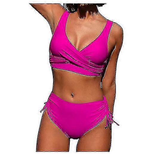 Bikini taille haute pour femmes Twist Front Tie Back Maillots de bain 2 pièces