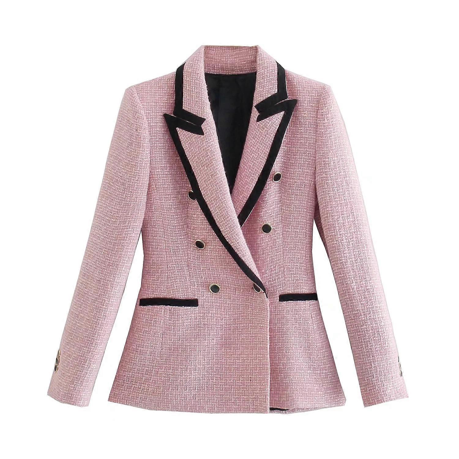 Women's Pink Woolen Texture Suit Jacket